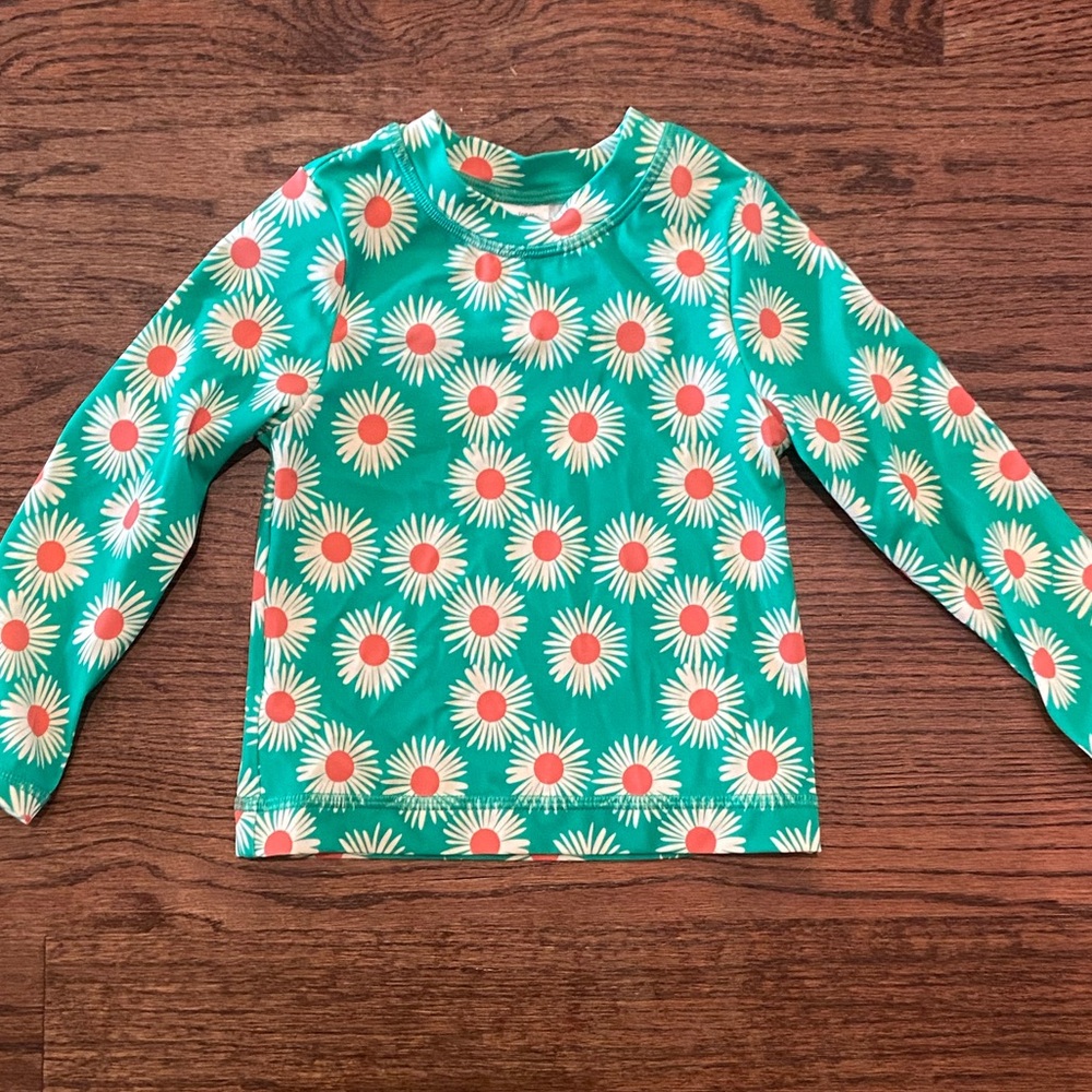 HANNAH ANDERSON rash guard swim top 3t Green Long Sleeve Shirt Floral Pattern